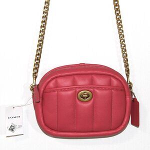Coach Quilted Leather Camera Bag Watermelon Pink NWT